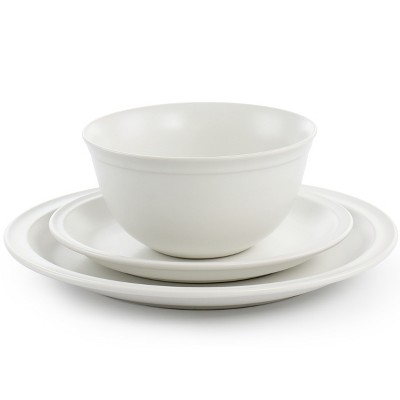 White Ceramic 12-Piece Round Dinnerware Set for 4