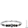 Steeltime Men's Stainless Steel Curb Chain Link Bracelet And Black/gray Agate Stones With Lion Charm - 3 of 4