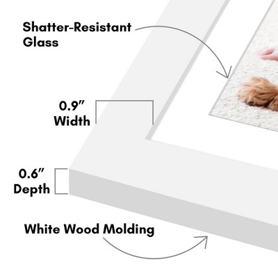 White 5x7 Wood Picture Frame with Glass Cover