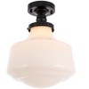 Elegant Lighting Lyle 1 light Black and frosted white glass Flush mount - 4 of 4