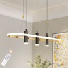 KTMBDW 3 Lights Dining Room Chandelier Hanging Light Fixture Modern Kitchen Island Linear Lighting Farmhouse Chandelier for Bar Restaurant,White&Gold - 3 of 4