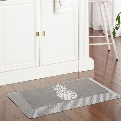 Gray Pineapple Anti-Fatigue Kitchen Mat with Textured Polyester