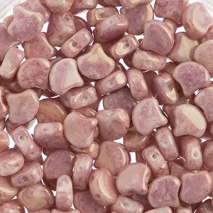 John Bead Matubo 50g Czech Glass 7.5mm White Topaz Pink Luster Ginko Leaf Beads - 1 of 2