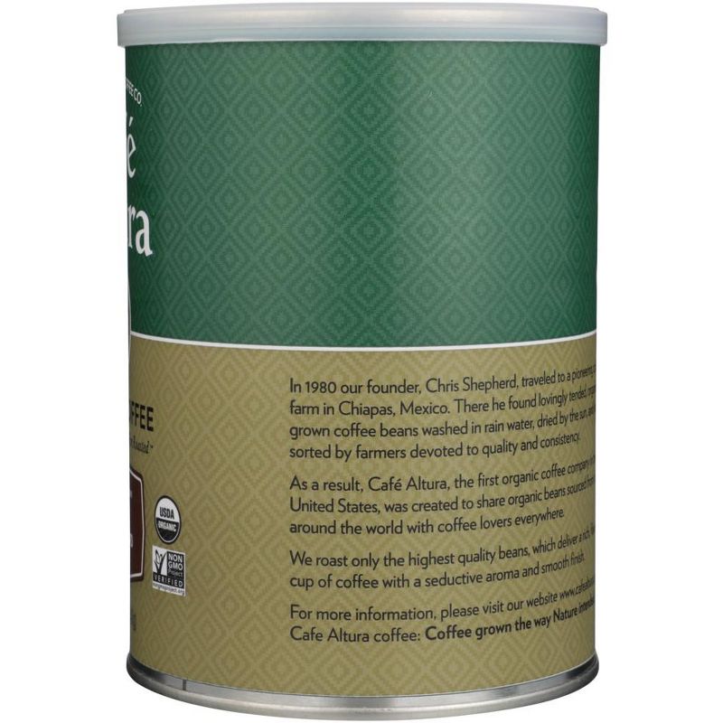 Cafe Altura Organic Ground Coffee House Blend - Case of 6/12 oz Canisters, 4 of 6
