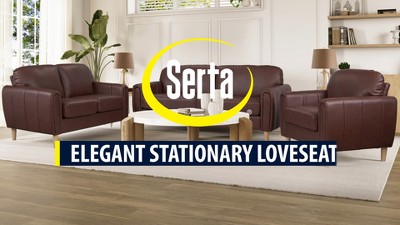 Brown Faux Leather Tufted Sofa with Removable Cushions