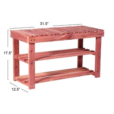 Cedar Red 31.5" Wooden Shoe Storage Bench