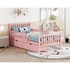 Twin Size Wood Platform Bed, Bed with Guardrails on Both Sides and 2 Storage Drawers, Modern Design Platform Bed with Pinewood Frame-Baofuwish - 3 of 4