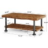 Lantine 47" Farmhouse Solid Wood Coffee Table, 2-Tier Rectangular Center Table, Low Cocktail Tea Furniture for Living Room - 3 of 4