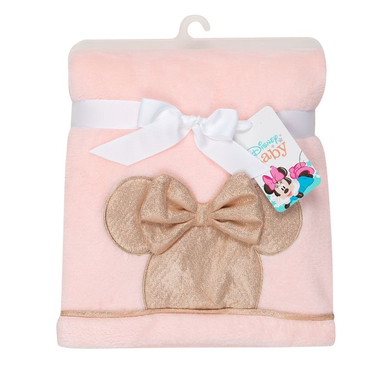 Lambs & Ivy Disney Baby Pink/Rose Gold MINNIE MOUSE Appliqued Baby Blanket, 5 of 6