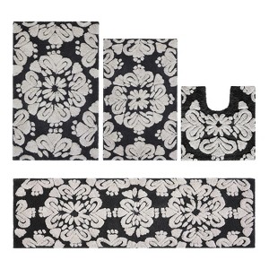 Medallion Collection 4 Piece 100% Cotton Tufted Bathroom Rug Set  with Non-Slip Backing, Machine Washable, Tumble Dry Bath Mat - 1 of 4