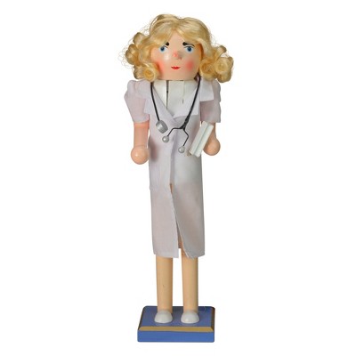 Northlight 15-Inch Wooden Nurse Christmas Nutcracker with Stethoscope