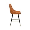 Meridian Furniture,Portnoy Cognac Vegan Leather Counter/Bar Stool, Set of 2 - 3 of 4