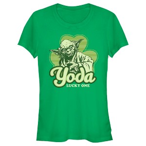 Juniors Womens Star Wars St. Patrick's Day Yoda Lucky One T-Shirt - 1 of 4