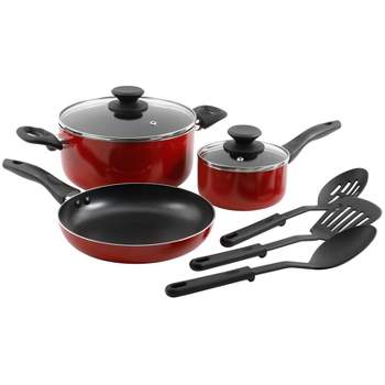 Gibson Home Palmer 8 Piece Cookware Set in Red