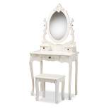 2pc Macsen Wood Vanity Set with Adjustable Mirror White - Baxton Studio