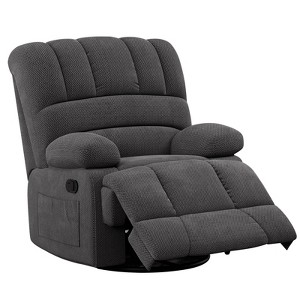 Lirago Swivel Rocking Recliner Sofa for Adults-Gray Fabric with Adjustable Recline Positions - 1 of 4