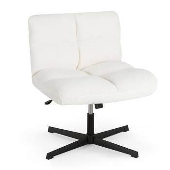 Costway Armless Office Desk Chair Modern Swivel Vanity Chair with Adjustable Height Grey/Brown/Beige
