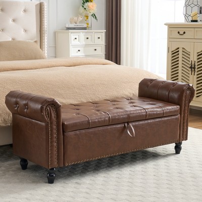 MOONMISS 55.12"Storage Ottoman Button Tufted Upholstered Linen Fabric Storage Ottoman Bench for Living Room,Bedroom End of Bed Bench