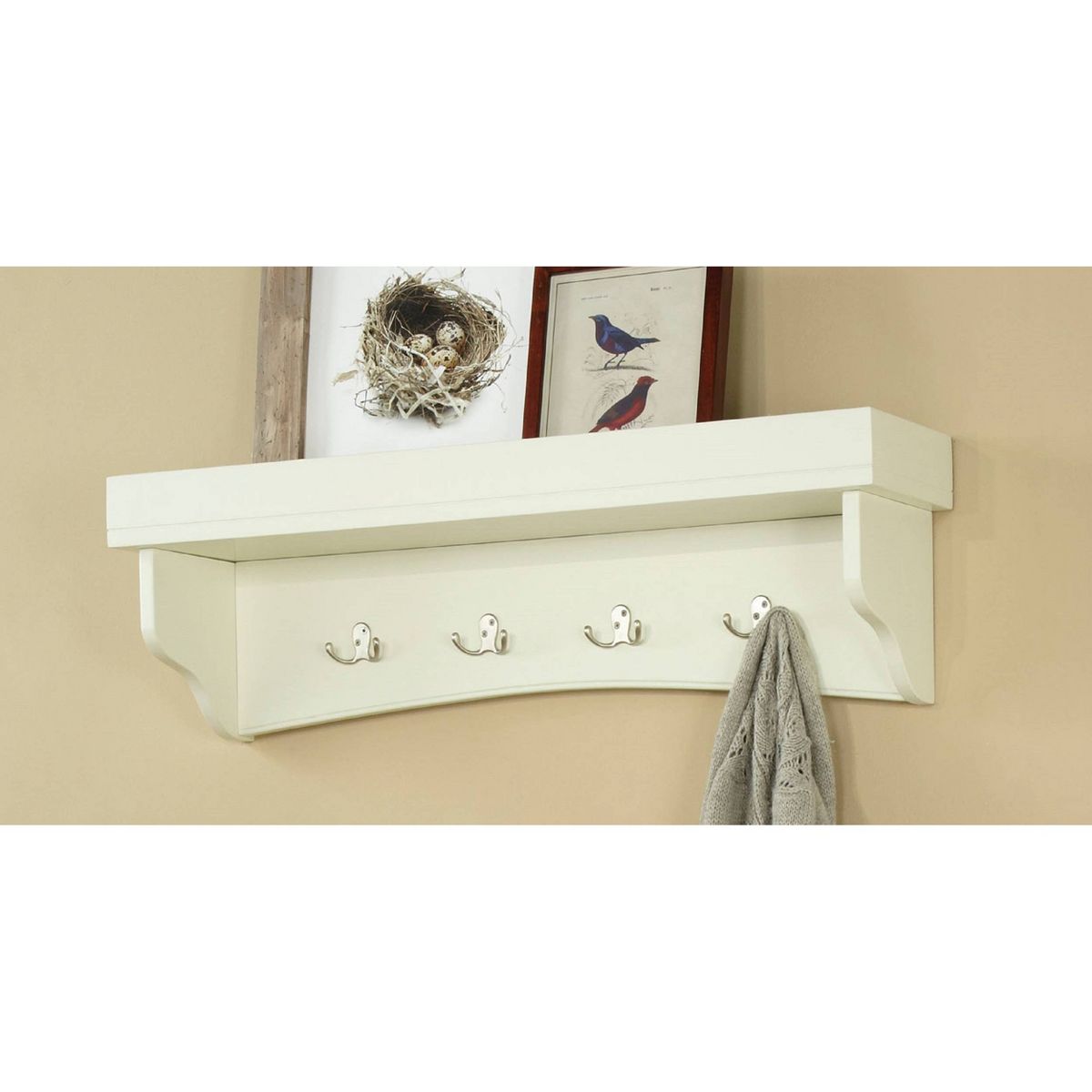 Shaker Cottage Coat Hooks with Tray - Alaterre Furniture - thumbnail 6