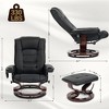Bosmiller Massage Recliner with Ottoman Swivel Wood Base, Adjustable Recline, Faux Leather Lounge Chair with Footrest for Living Room and Bedroom - 3 of 4