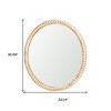 HomeRoots 30" Natural Solid Wood Beaded Round Framed Accent Mirror - 3 of 4