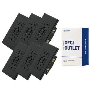ELEGRP GFCI Outlet 15 Amp, Self-Test Electrical Outlet, Tamper Resistant GFCI Receptacle with Screwless Wall Plate, UL Listed, Black 6PC - 1 of 1