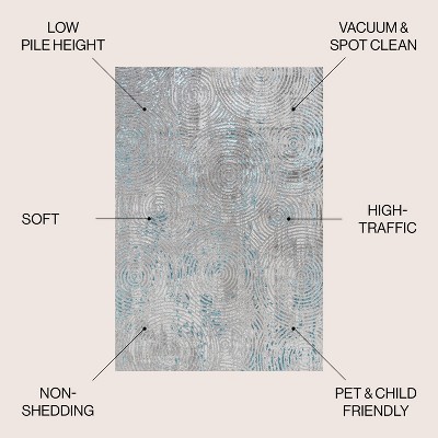 Coastal Abstract Weathered Gray Synthetic Area Rug