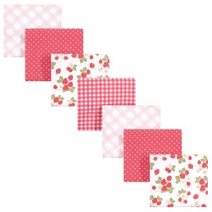 Hudson Baby Infant Girl Cotton Flannel Receiving Blankets Bundle, Strawberries, One Size - 1 of 2