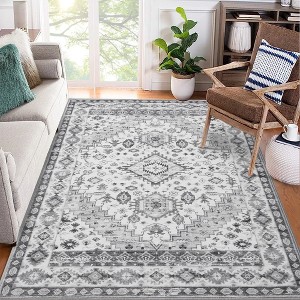 Vintage Boho Rugs for Living Room Machine Washable Area Rug Low Pile Stain-Resistant Throw Rug - 1 of 4