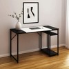 HomeRoots 47" Black and White Wood and Metal H-Shape Computer Desk - 2 of 4