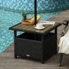 Outsunny 22'' Rattan Wicker Side Table with Steel Frame, Umbrella Insert Hole, Sand Bag for Outdoor, Patio, Garden, Backyard - image 2 of 4