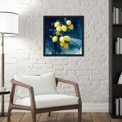 Lemon Grove Yellow and Blue Canvas Wall Art Print