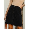 Women's Corduroy A-Line Mini Skirt - High Waisted Button Down Short Skirt with Pockets Black - 2 of 4