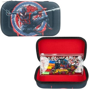 Marvel Avengers Spiderman Pencil Case Set with Stickers and Gel Pens for Kids, Molded with Zip Closure, Black - 1 of 1