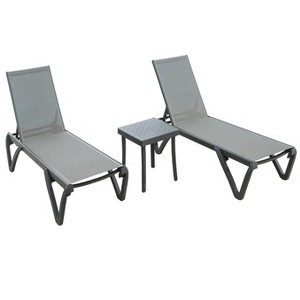 71.68"Patio Chaise Lounge Chair Set of 3,Outdoor Aluminum Polypropylene Sunbathing Chair - 1 of 4