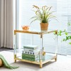 Dolonm Gold Square End Table - Modern Acrylic Leg, Mirror Bottom, 21.65" Clear Tempered Glass Top, Luxury Stainless Steel Frame - 4 of 4