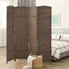 HOMCOM Room Divider, 6' Tall Folding Privacy Screen, Hand-Woven Freestanding Wood Partition for Home Office, Bedroom - 2 of 4