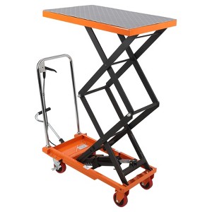 Hydraulic Lift Table, Lift Cart - 770LB Capacity 59'' Lifting Height, 4-Wheel Manual Double Scissor Cart with Non-Slip Platform (Orange) - 1 of 4
