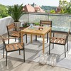 Costway Patio Dining Table Acacia Wood Square Outdoor Bistro with 1.9'' Umbrella Hole Yard - image 3 of 4