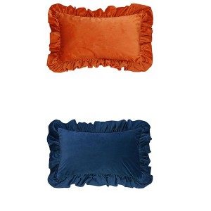REGALWOVEN 2 Pcs Scalloped Trim Outdoor Throw Pillow Covers for Sofa Living Room Home Decor - 1 of 4