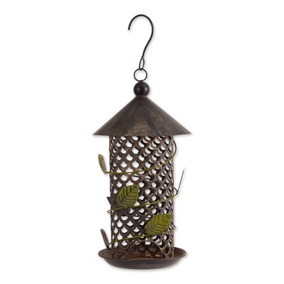 17.5" Iron Leaf Bird Feeder Green/Brown - Zingz & Thingz