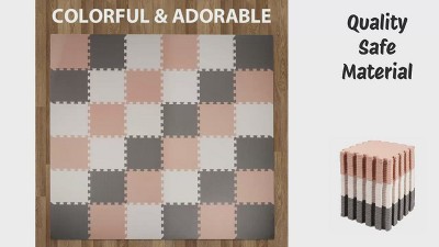 Pink and Purple PVC Interlocking Puzzle Play Mat Set