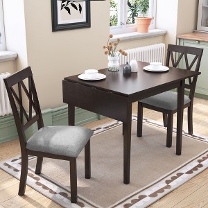 3-Piece Dining Set with Drop Leaf Table and 2 Upholstered Chairs - 1 of 4