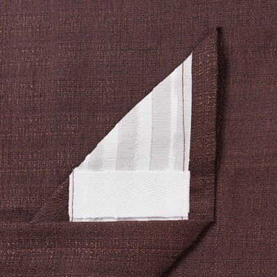 Brown Faux Belgian Flax Semi-Sheer Window Curtain Panels, 52 x 96 Inches