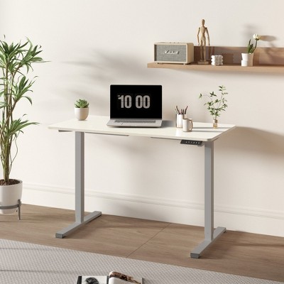 NicBex 47.24 Inch Electric Standing Desk,Home Office Desk with Whole Piece Adjustable Height and Gray Frame for Bedroom,Living Study Room