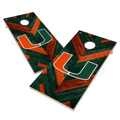 NCAA Miami Hurricanes 2'x4' Solid Wood Cornhole Board