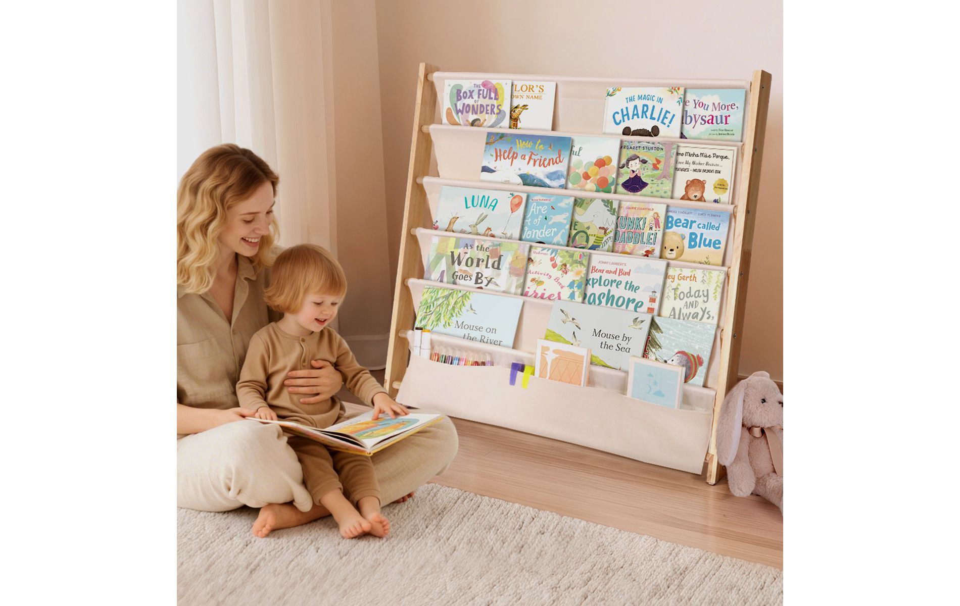 GOTGELIF Kids 4-Tier/5-Tier Bookshelf Organizer - Solid Wood, Compact Bookcase, Open Shelves
