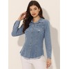 INSPIRE CHIC Women's Jeans Long Sleeve Button Down Distressed Frayed Denim Shirt - 2 of 4