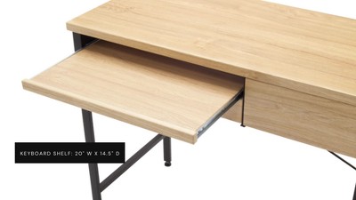 Graphite Black Steel Compact Workstation with Ashwood Drawers