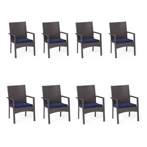 Captiva Designs Outdoor Patio All-weather Wicker Dining Chairs with Thick Cushion - 1 of 4